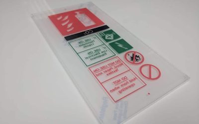 Fire Safety Acrylic Sign showing proper use of fire extinguisher.