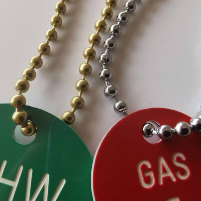 ball chain connector valve tags